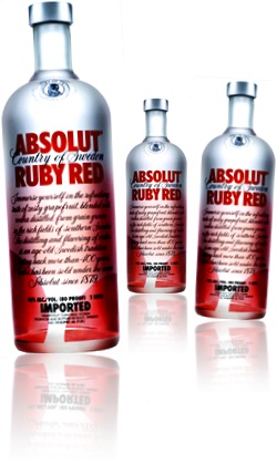 garrafas de vodka absolut ruby red